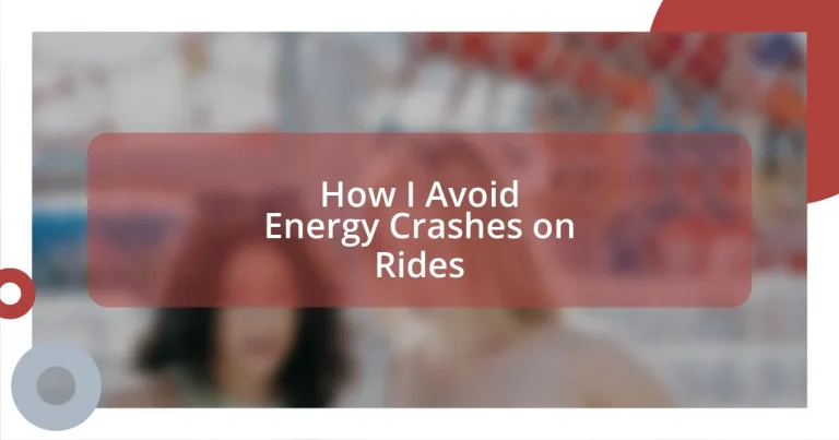 How I Avoid Energy Crashes on Rides