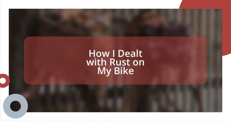 How I Dealt with Rust on My Bike