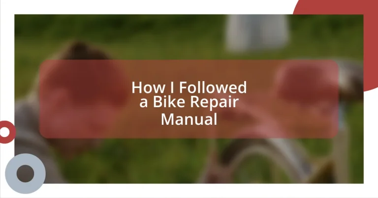 How I Followed a Bike Repair Manual