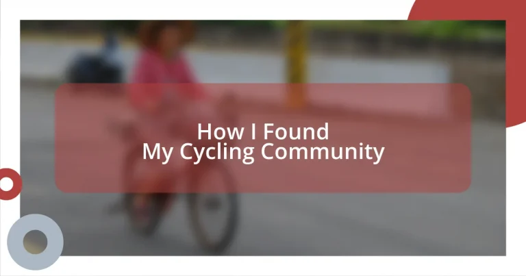 How I Found My Cycling Community