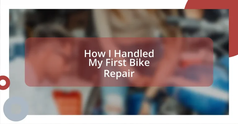 How I Handled My First Bike Repair