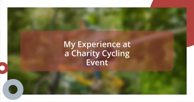 My Experience at a Charity Cycling Event