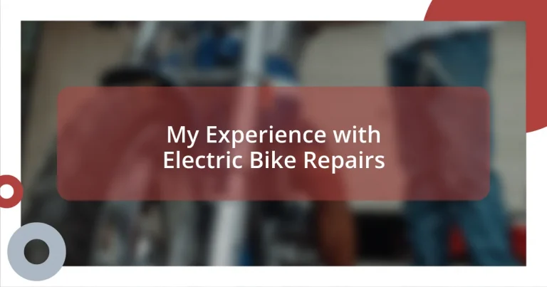 My Experience with Electric Bike Repairs