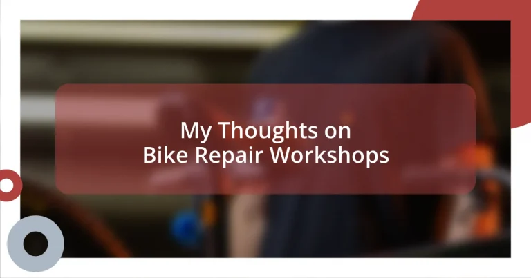 My Thoughts on Bike Repair Workshops