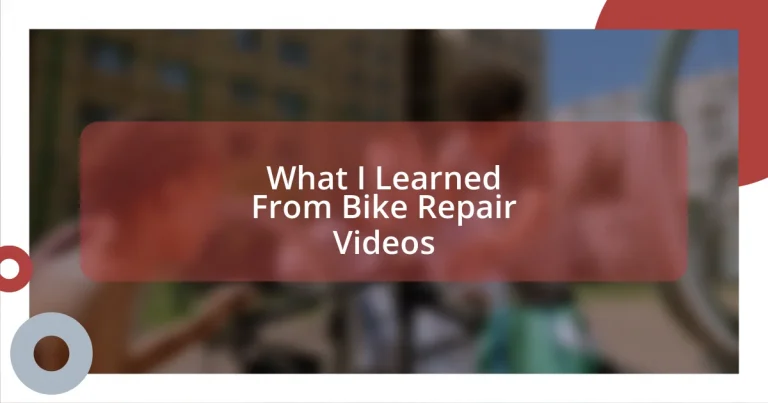 What I Learned From Bike Repair Videos